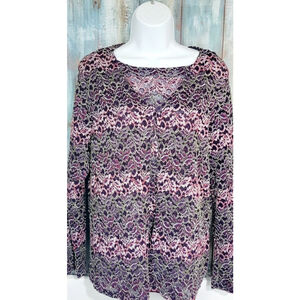 Fashion Bug multi-tone sheer lace top with faux button up jacket sz S/M